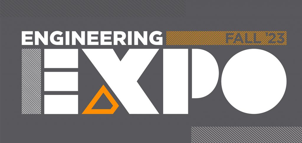 Engineering Expo logo. A dark gray background rests behind text that reads "Engineering Expo. Fall '23."